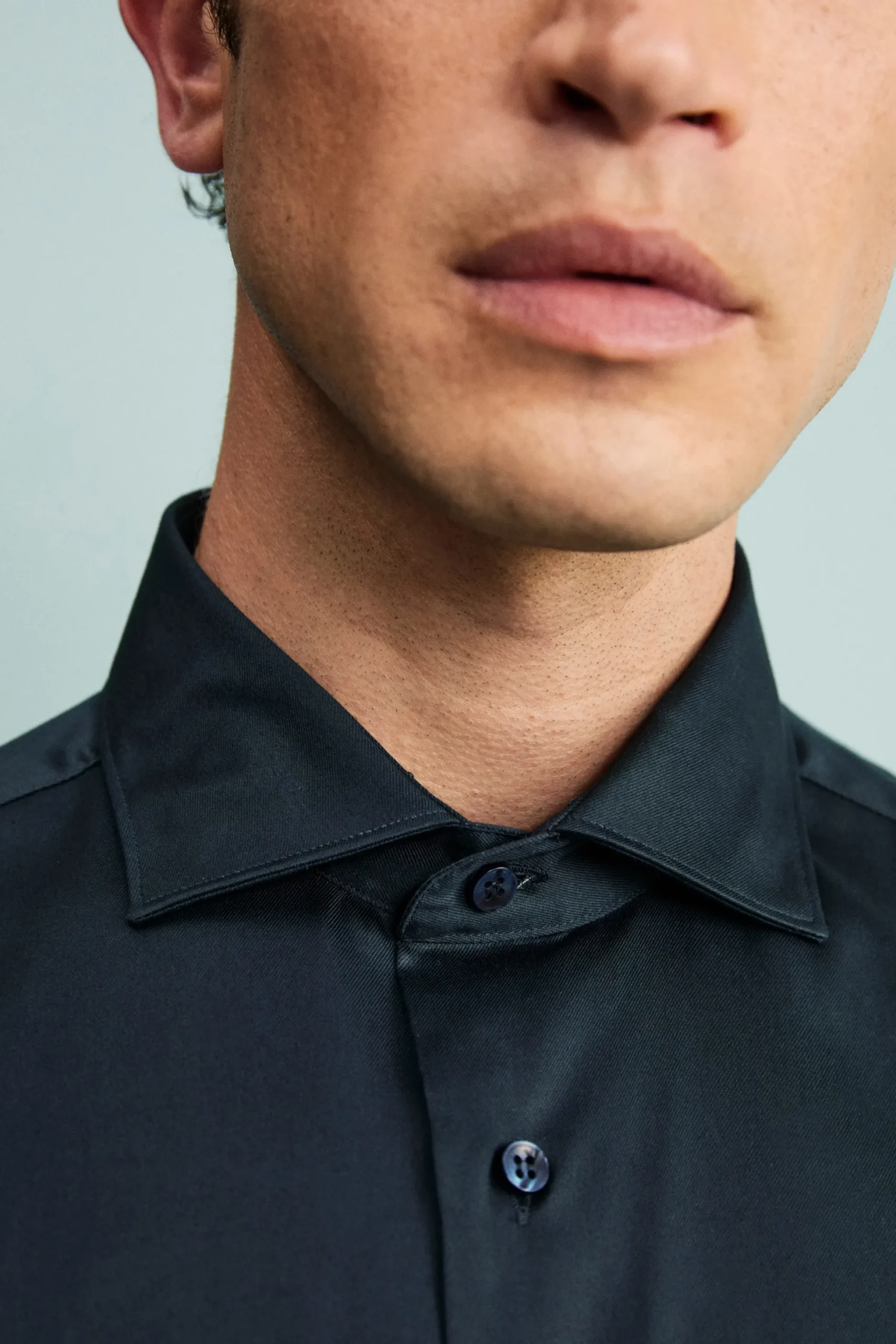 Camicia slim no stiro - BLU