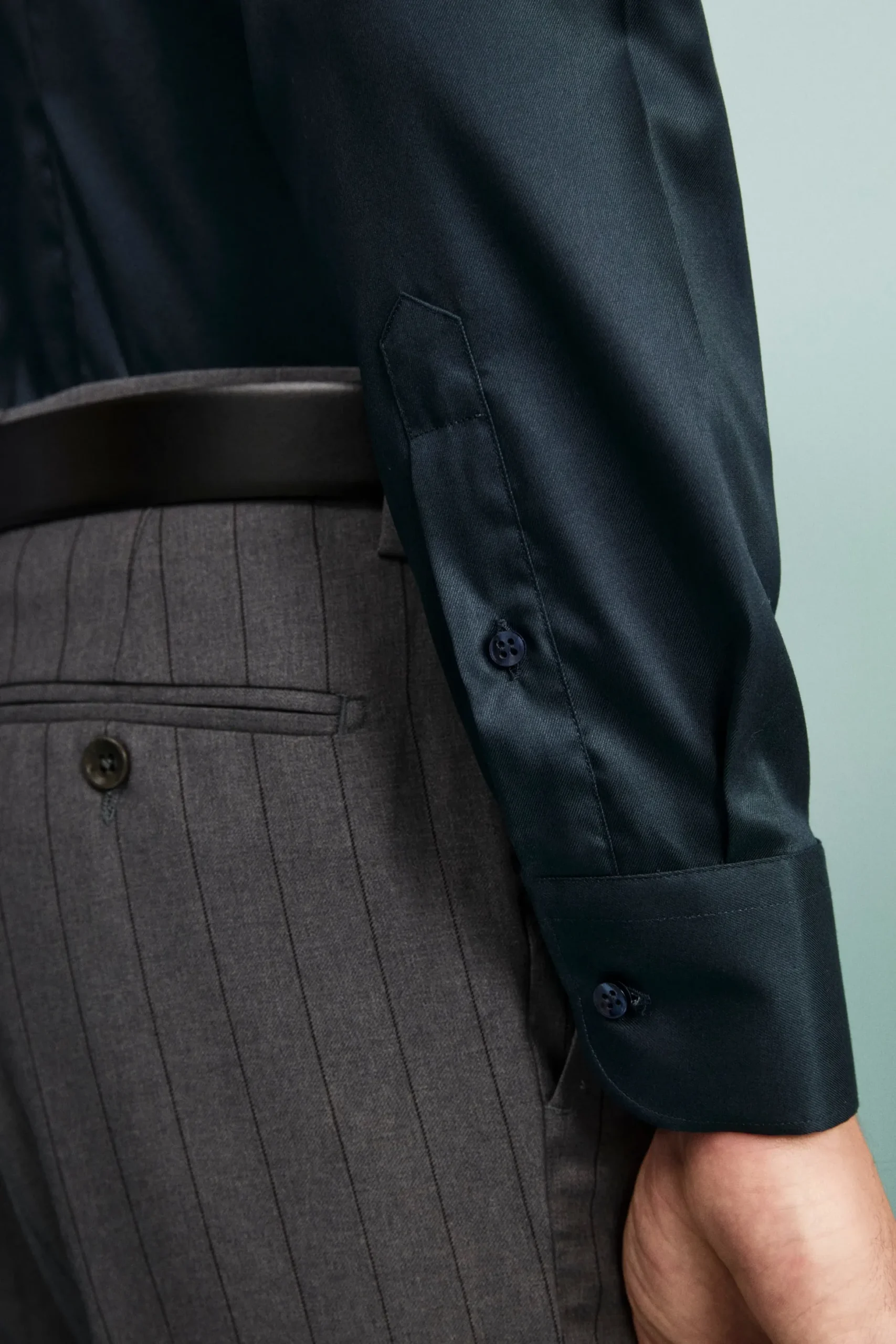Camicia slim no stiro - BLU