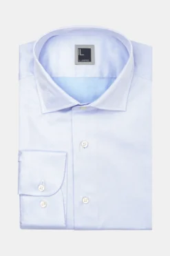 Camicia slim twill collo francese - AZZURRO
