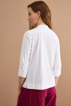 Camicia Tecnica Regular Fit con Collo Alto - BIANCO