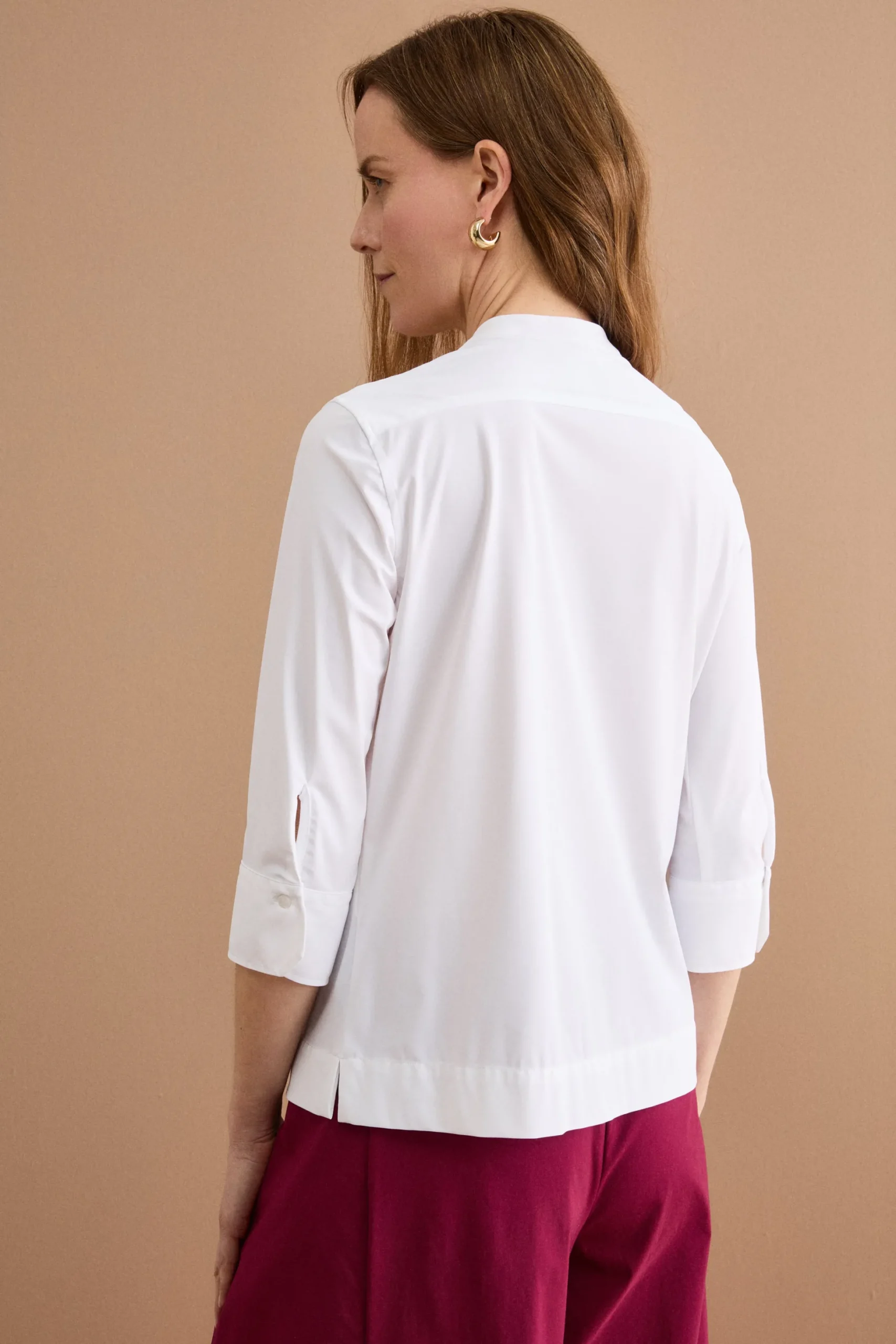Camicia Tecnica Regular Fit con Collo Alto - BIANCO
