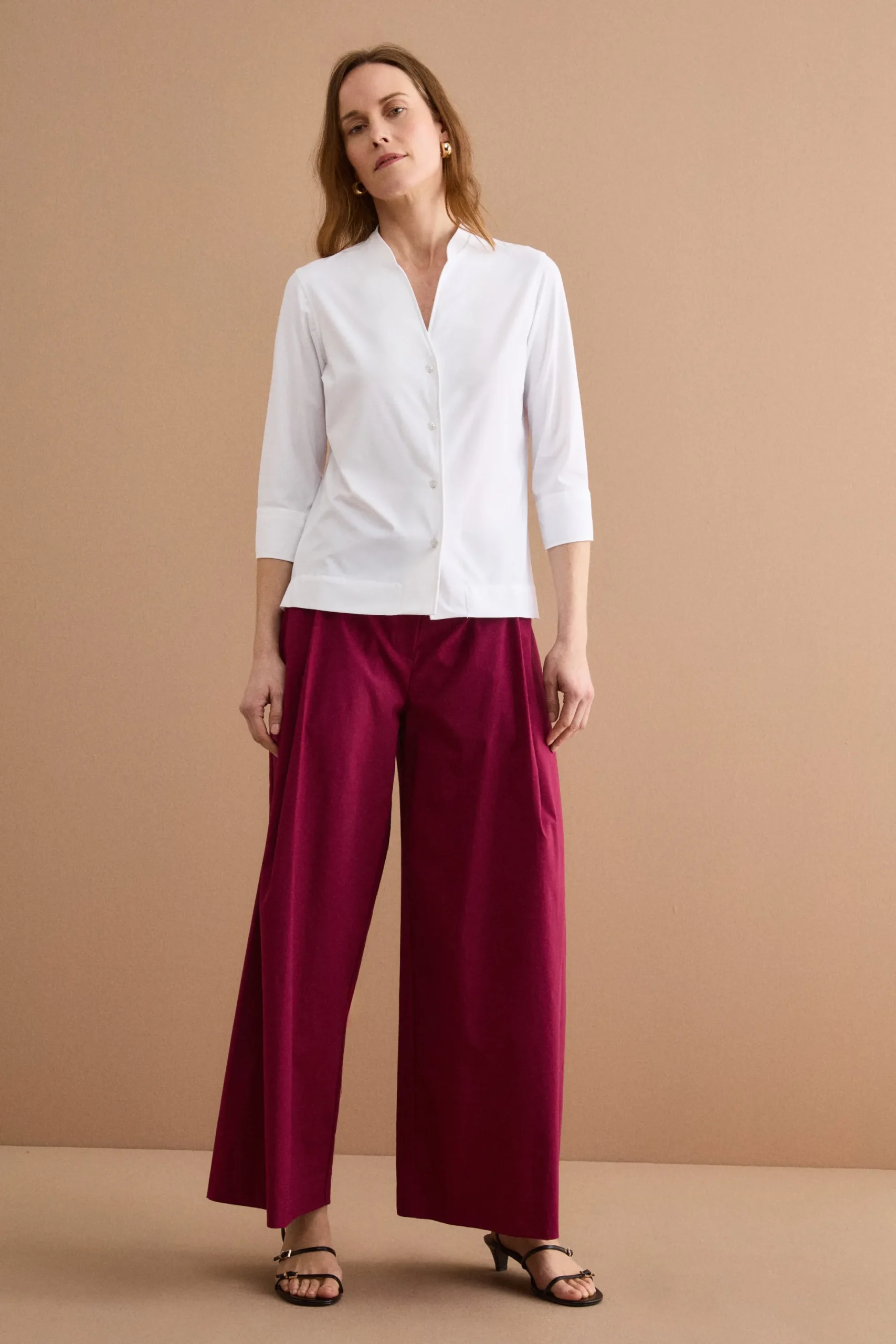 Camicia Tecnica Regular Fit con Collo Alto - BIANCO