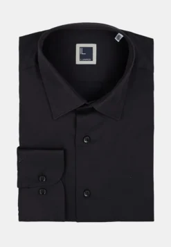 Camicia twill collo classico - NERO