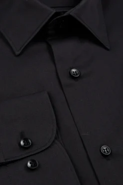 Camicia twill collo classico - NERO