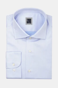 Camicia twill collo francese - AZZURRO