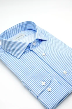 Camicia Twill Custom Fit collo Francese - AZZURRO RIGATO