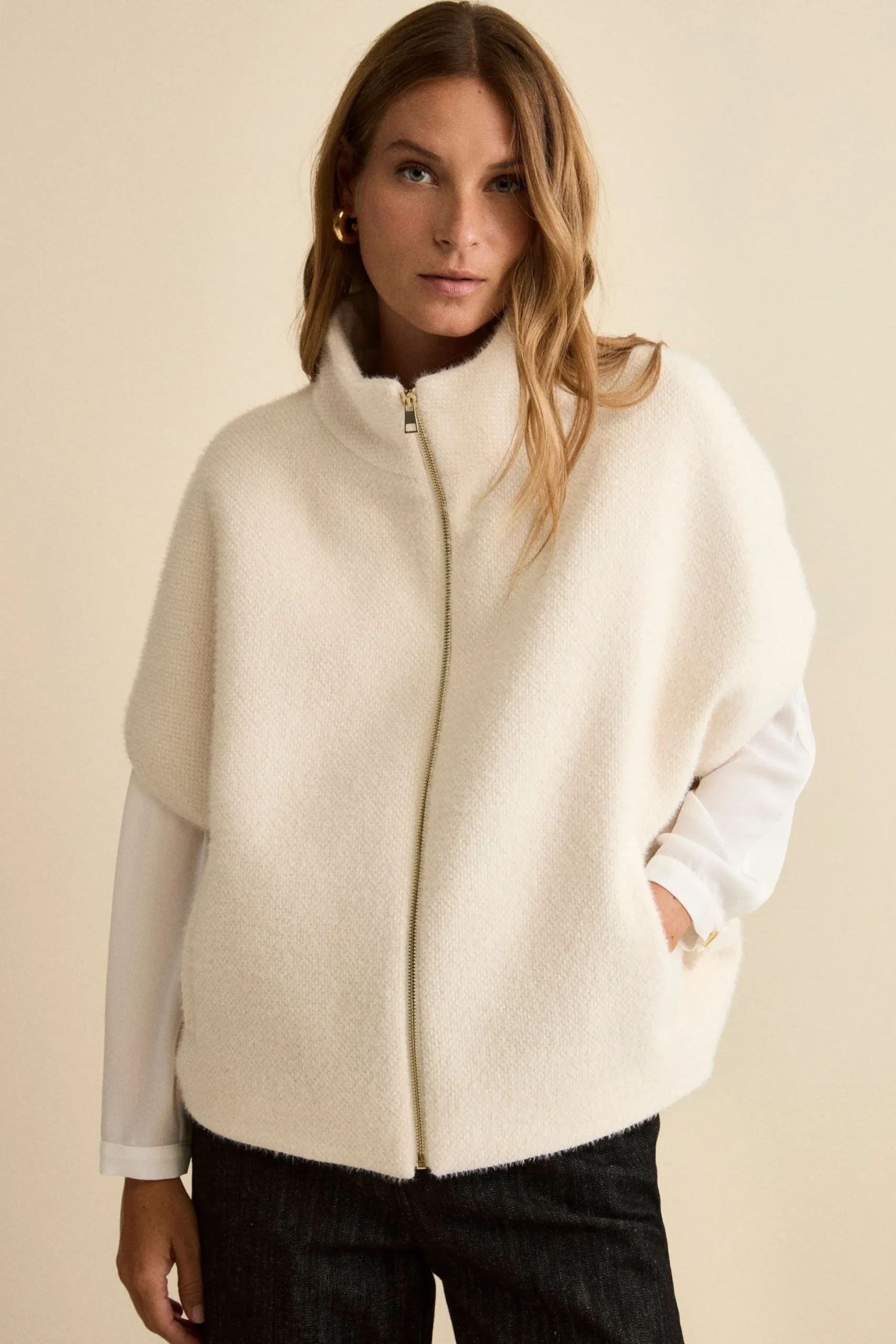 Cappa Foderata con Zip - PANNA