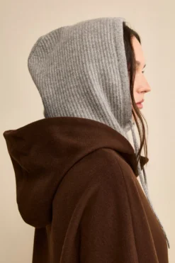 Cappa in Lana e Cashmere Foderata con Cappuccio - MARRONE