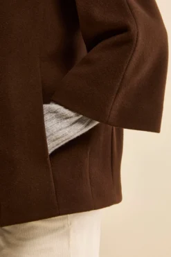 Cappa in Lana e Cashmere Foderata con Cappuccio - MARRONE
