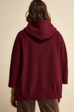 Cappa in Lana e Cashmere Foderata con Cappuccio - BORDEAUX