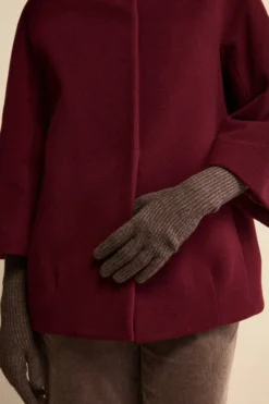Cappa in Lana e Cashmere Foderata con Cappuccio - BORDEAUX