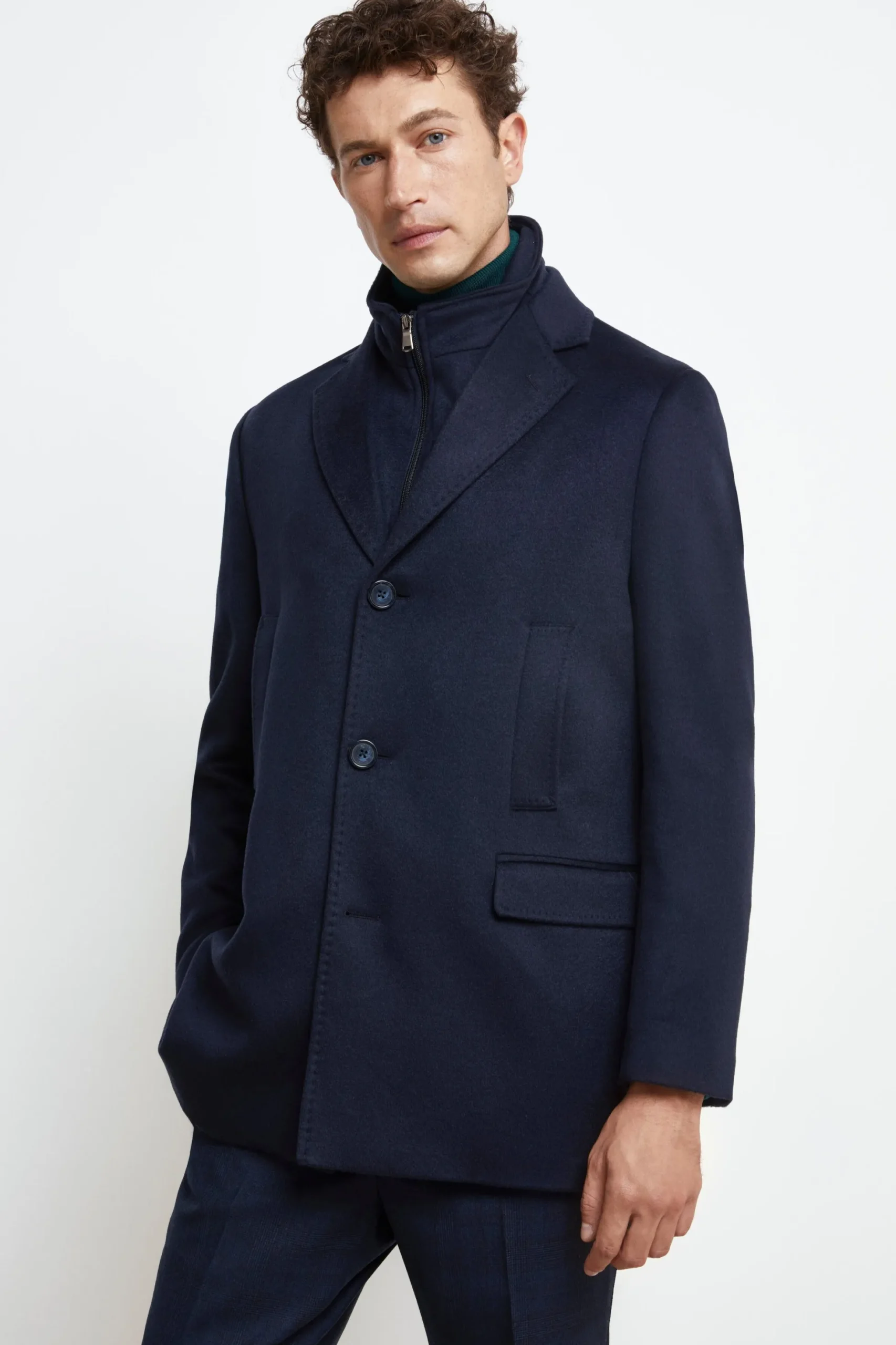 Cappotto Corto in Lana e Cashmere - BLU