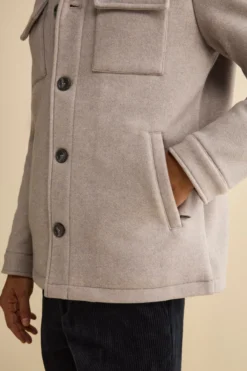 Cappotto Corto in Misto Lana con Pettorina Removibile - GRIGIO CHIARO