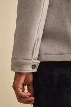 Cappotto Corto in Misto Lana con Pettorina Removibile - GRIGIO CHIARO