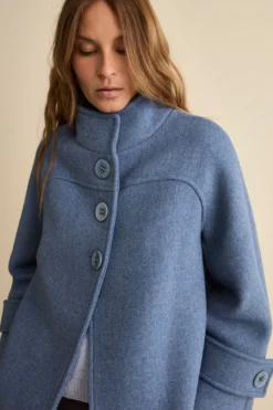 Cappotto Corto in Misto Lana con Maniche a Campana - POLVERE