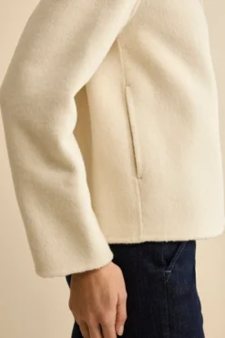 Cappotto Corto Sfoderato in Misto Lana - PANNA