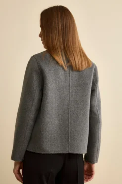 Cappotto Corto Sfoderato in Misto Lana - GRIGIO