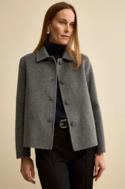 Cappotto Corto Sfoderato in Misto Lana - GRIGIO