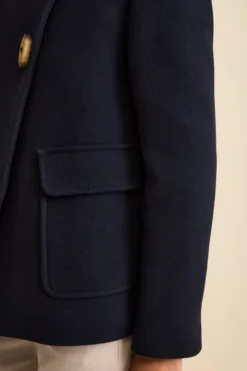 Cappotto Corto Svasato in Misto Lana Vergine - BLU