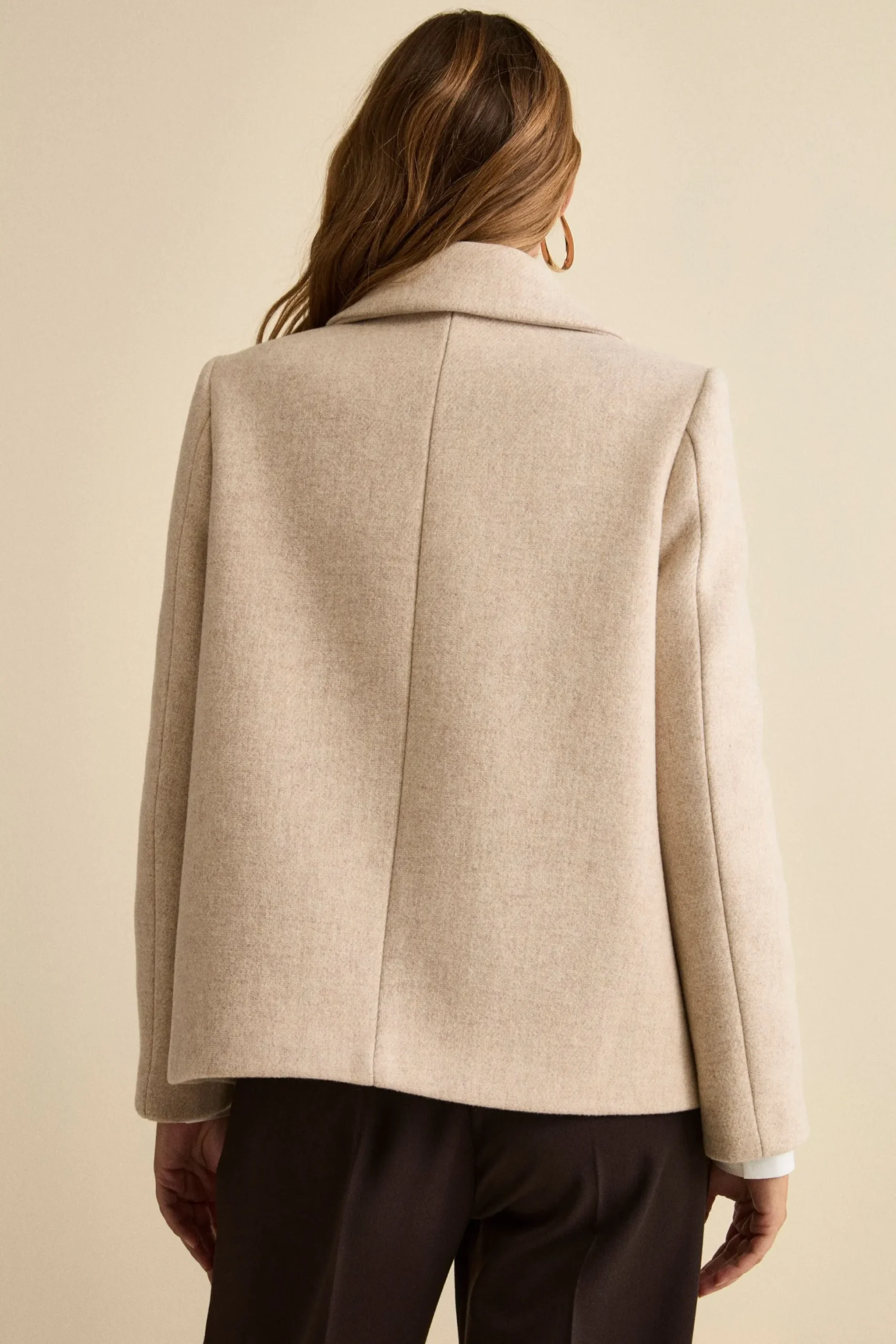 Cappotto Corto Svasato in Misto Lana Vergine - BEIGE