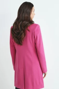 Cappotto di lana con bottoni - FUXIA