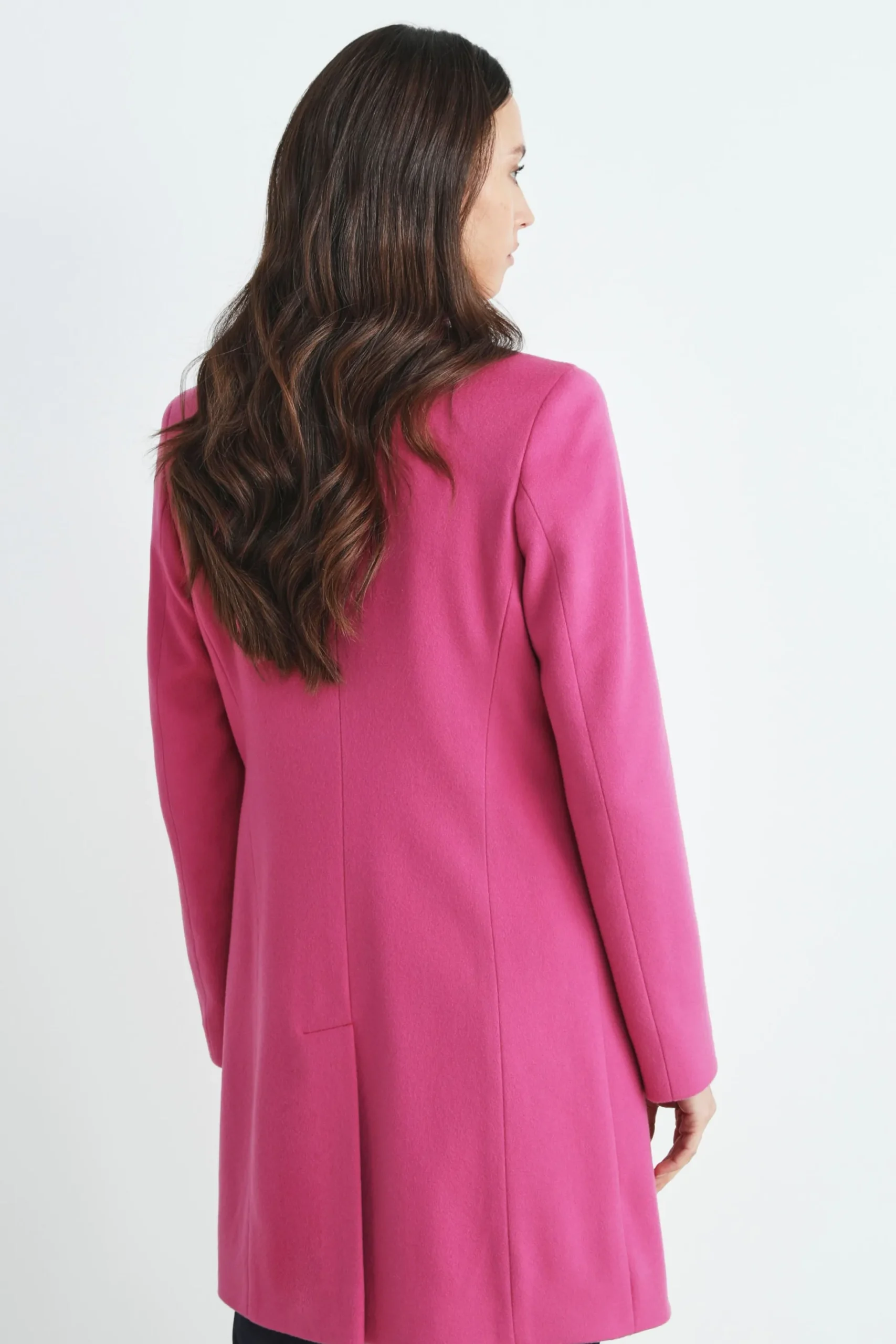 Cappotto di lana con bottoni - FUXIA
