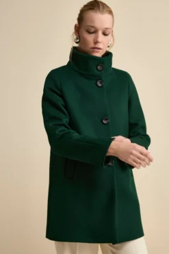Cappotto Foderato Corto in Lana Vergine - VERDONE