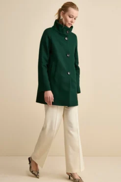 Cappotto Foderato Corto in Lana Vergine - VERDONE