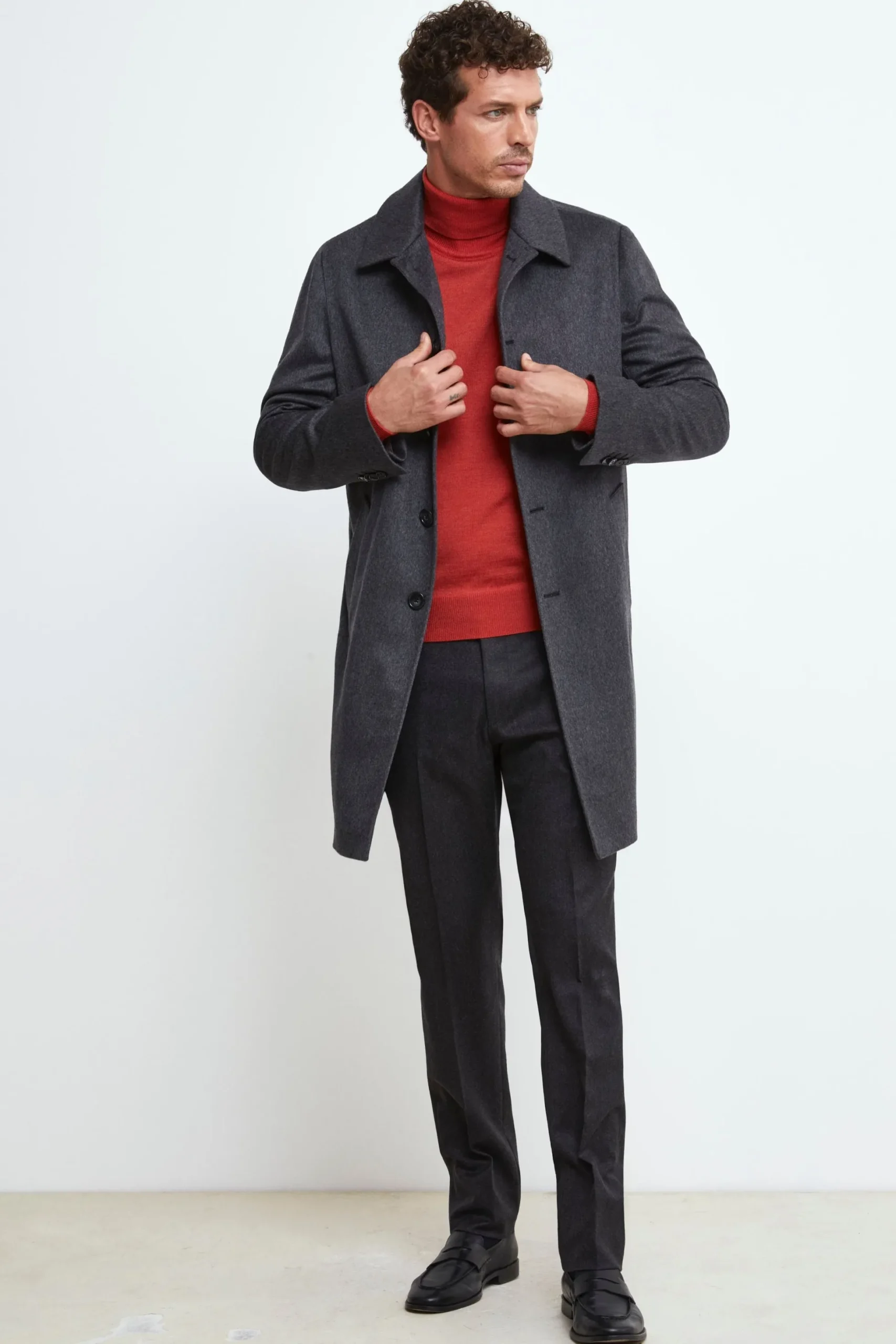 Cappotto Foderato in Cashmere - GRIGIO