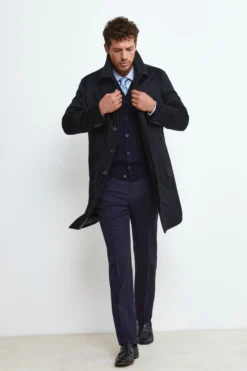 Cappotto Foderato in Cashmere - BLU
