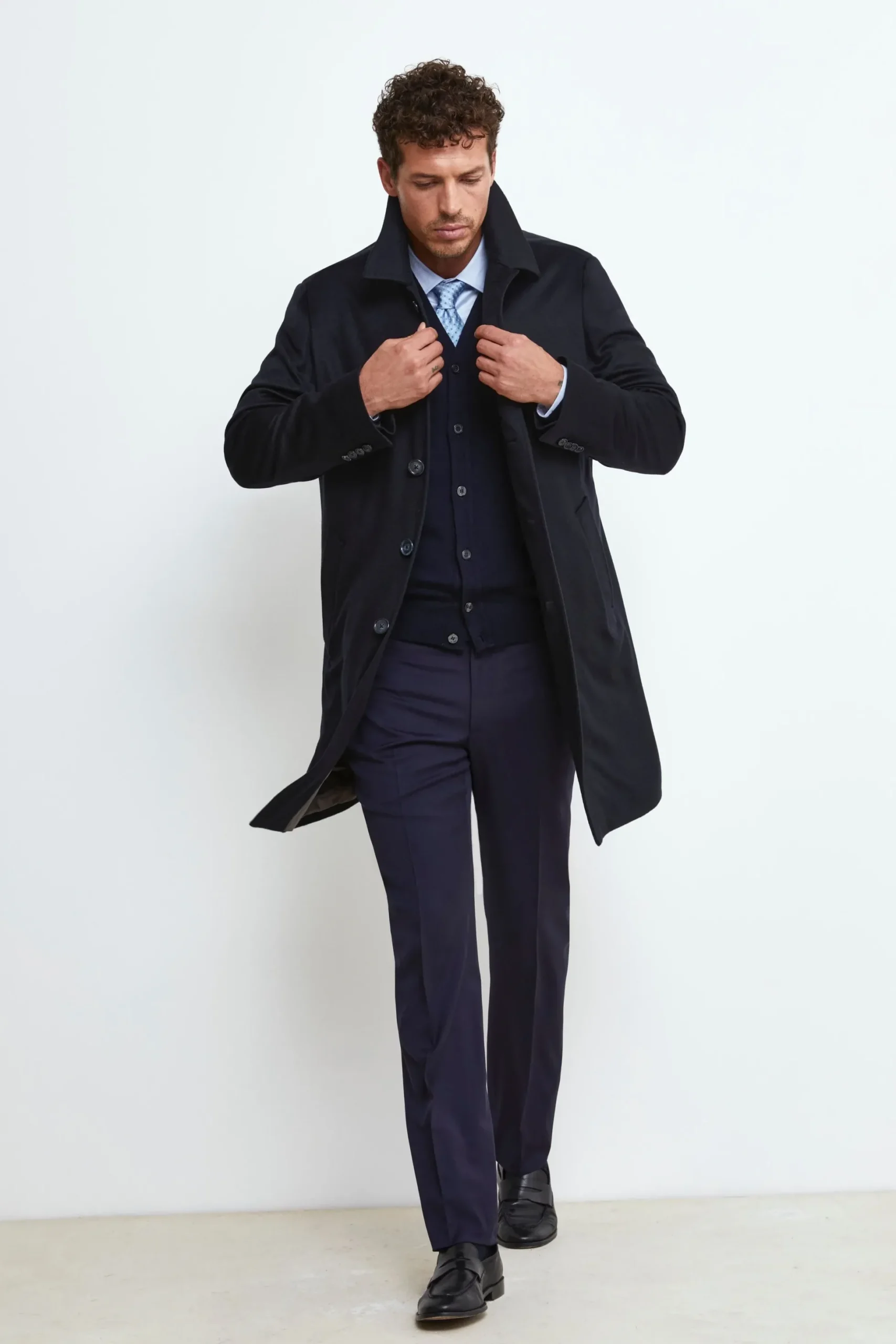 Cappotto Foderato in Cashmere - BLU