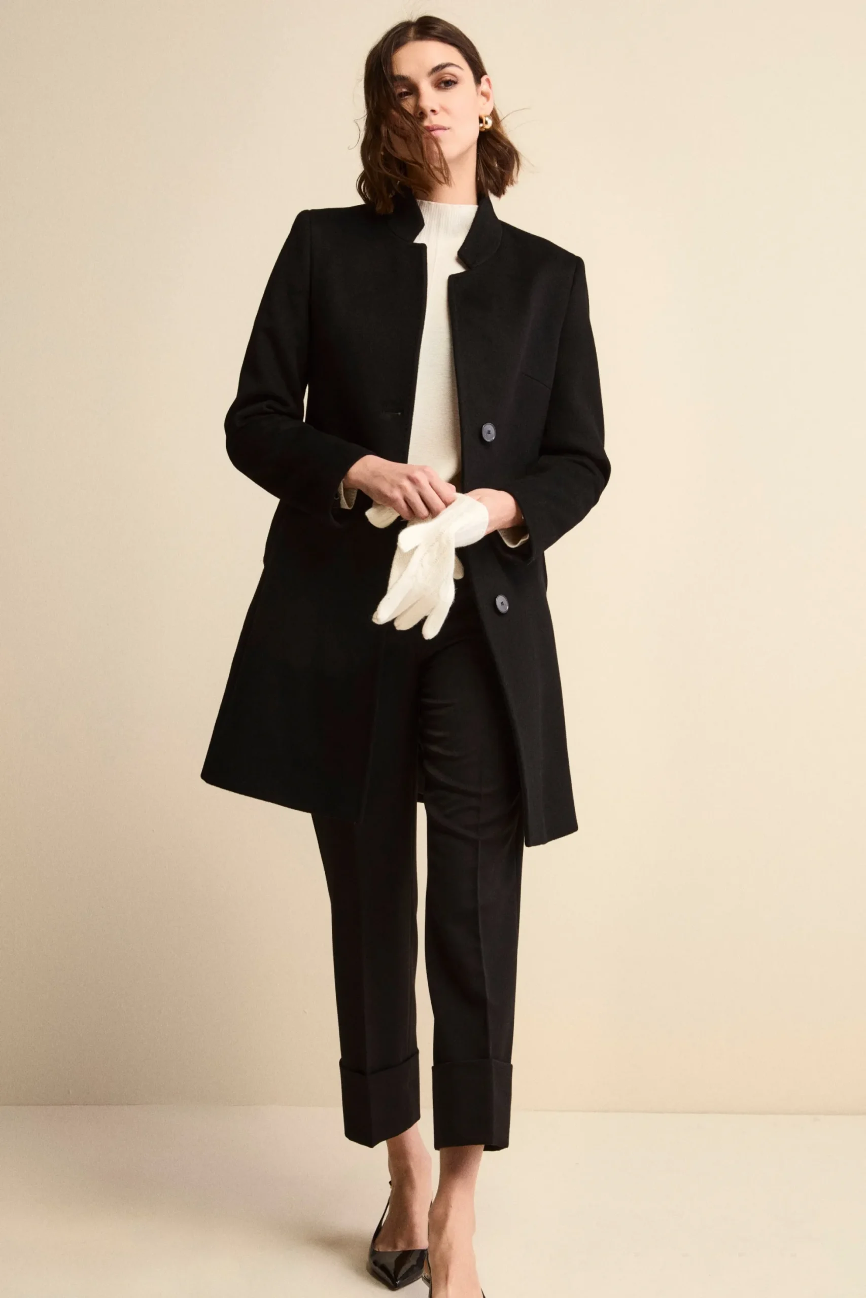 Cappotto in cashmere da donna - NERO