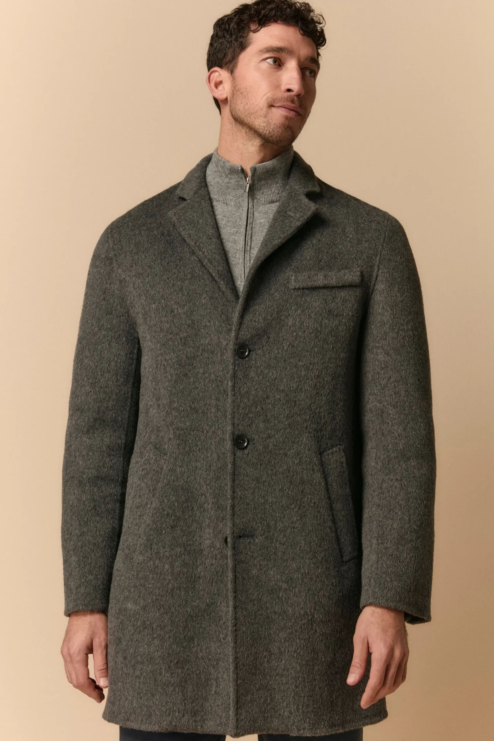 Cappotto in Lana con Gilet in Piuma - GRIGIO SCURO