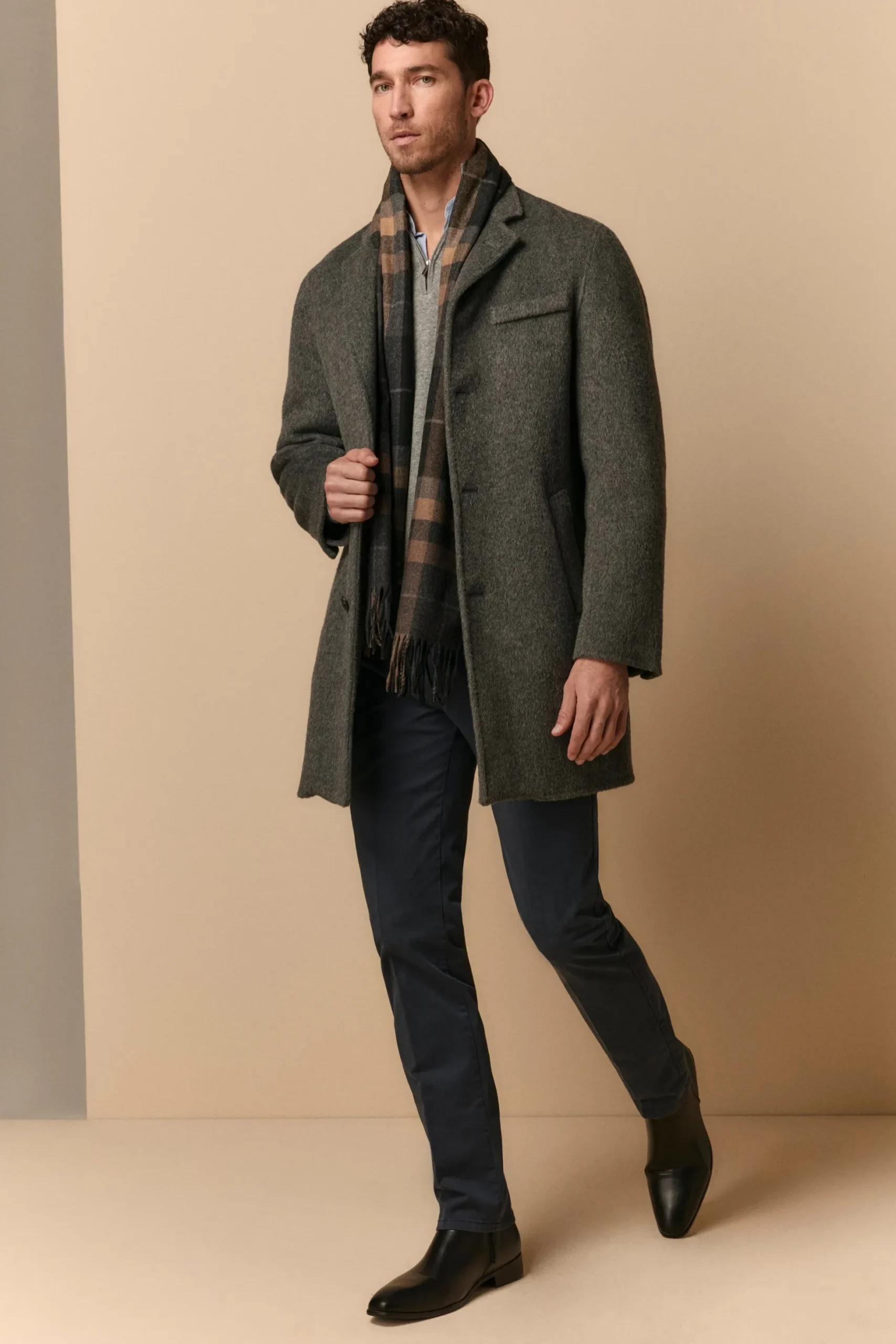 Cappotto in Lana con Gilet in Piuma - GRIGIO SCURO