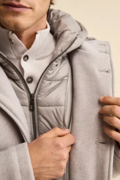 Cappotto in Misto Lana con Cappuccio Removibile - GRIGIO CHIARO