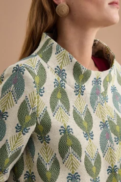 Cappotto Leggero Foderato in Fantasia Jacquard - FANT. VERDE