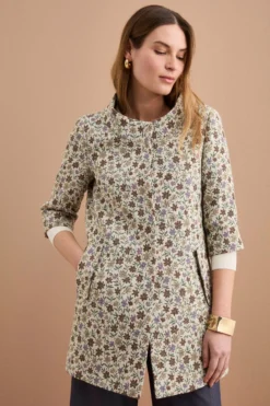 Cappotto Leggero Foderato in Fantasia Jacquard - FANT. MORO