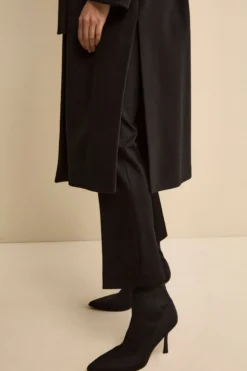Cappotto Lungo con Cintura e Cappuccio - NERO