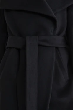 Cappotto lungo con cintura - NERO