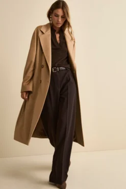 Cappotto Lungo Doppiopetto Foderato in Cashmere - CAMMELLO
