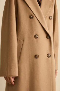 Cappotto Lungo Doppiopetto Foderato in Cashmere - CAMMELLO