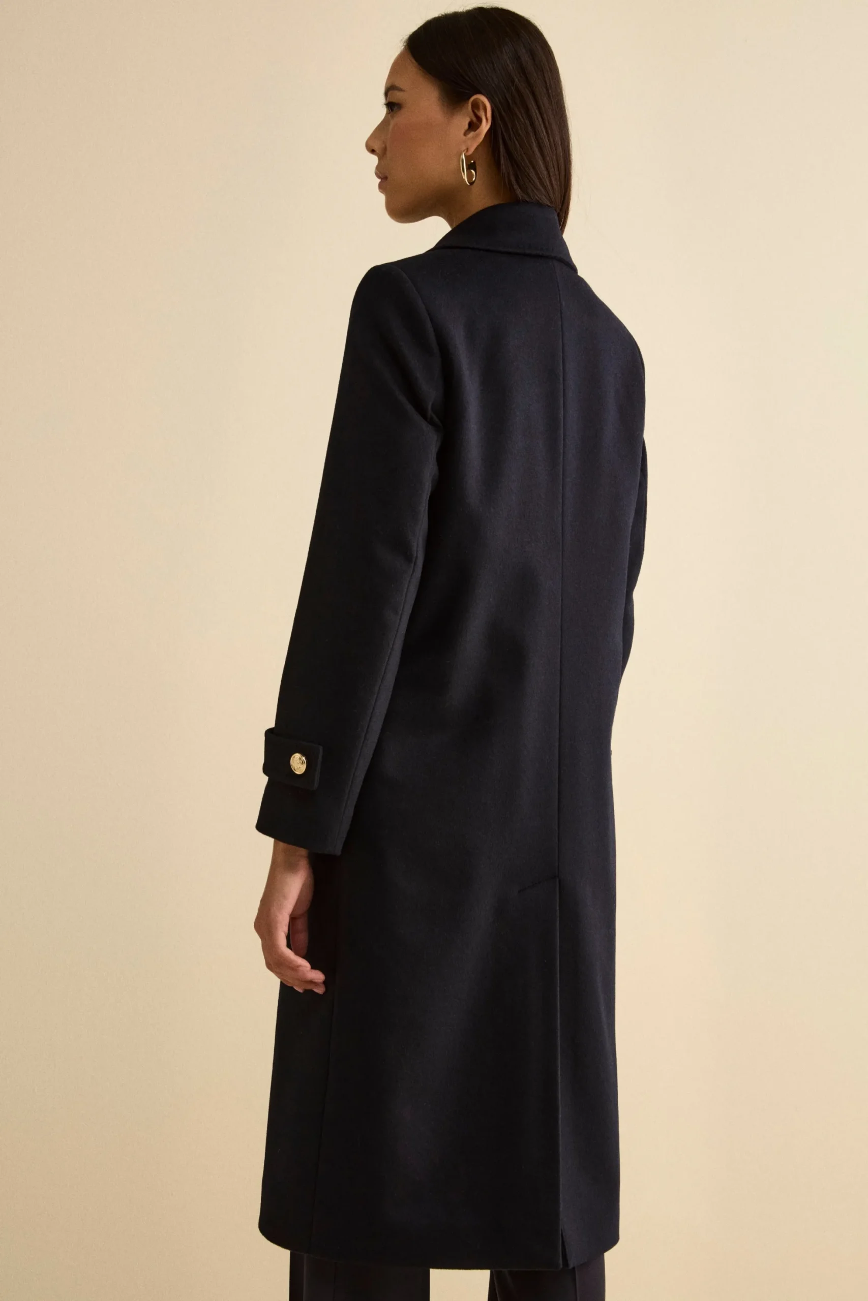 Cappotto Lungo Doppiopetto in Misto Lana e Cahsmere - BLU