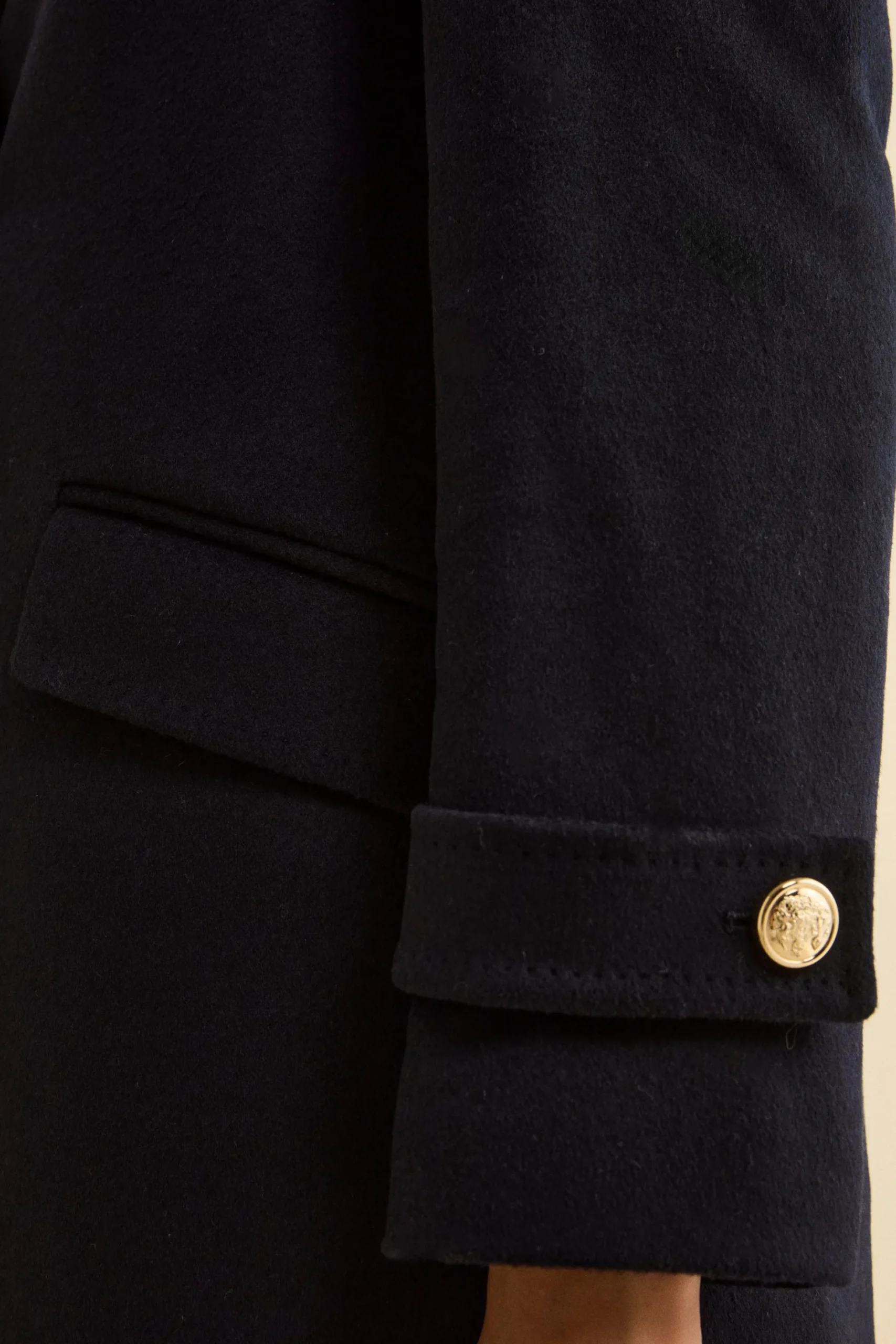 Cappotto Lungo Doppiopetto in Misto Lana e Cahsmere - BLU