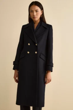 Cappotto Lungo Doppiopetto in Misto Lana e Cahsmere - BLU