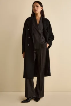 Cappotto Lungo Doppiopetto in Puro Cashmere - NERO