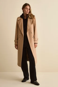 Cappotto Lungo Doppiopetto in Misto Lana e Cahsmere - CAMMELLO