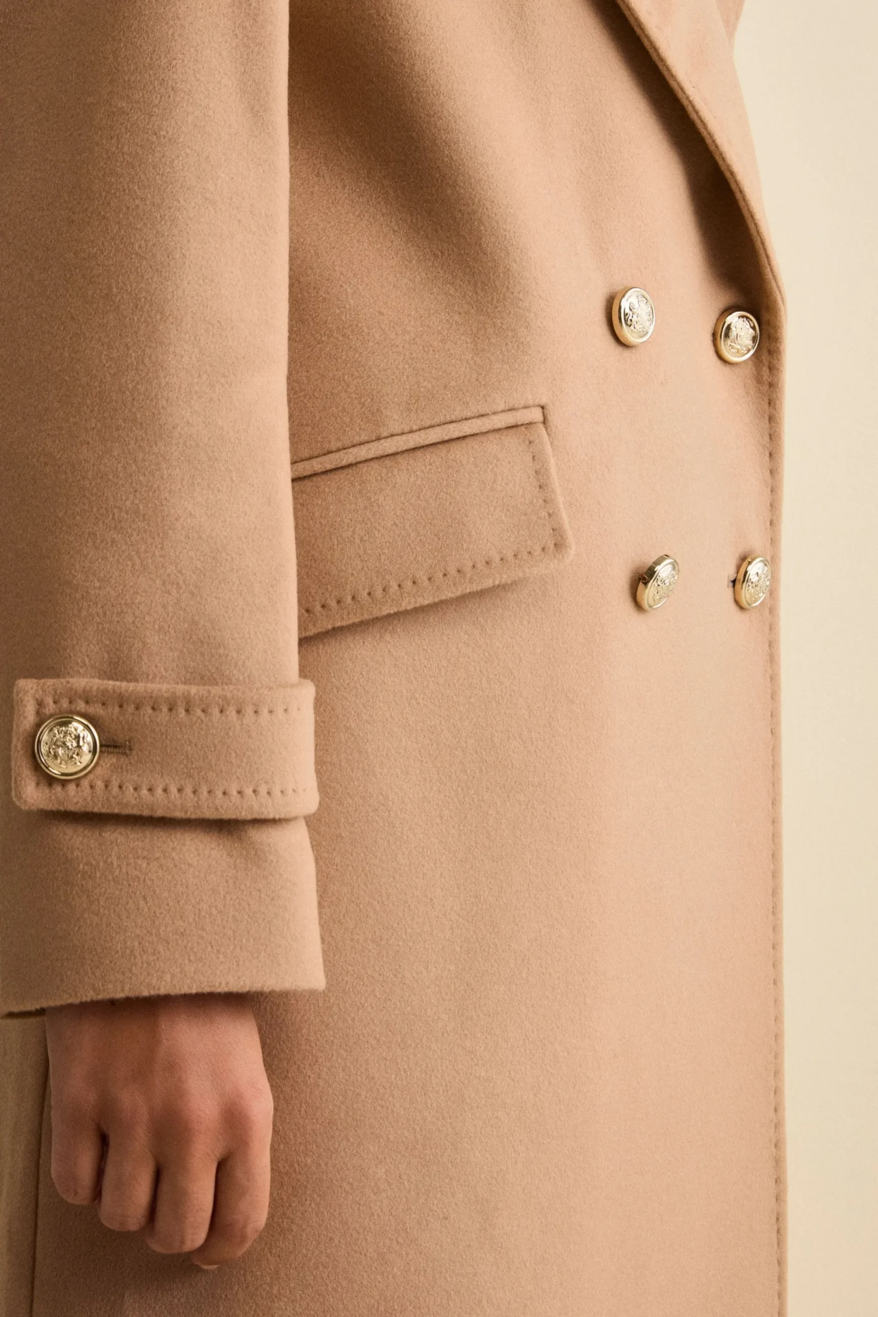 Cappotto Lungo Doppiopetto in Misto Lana e Cahsmere - CAMMELLO