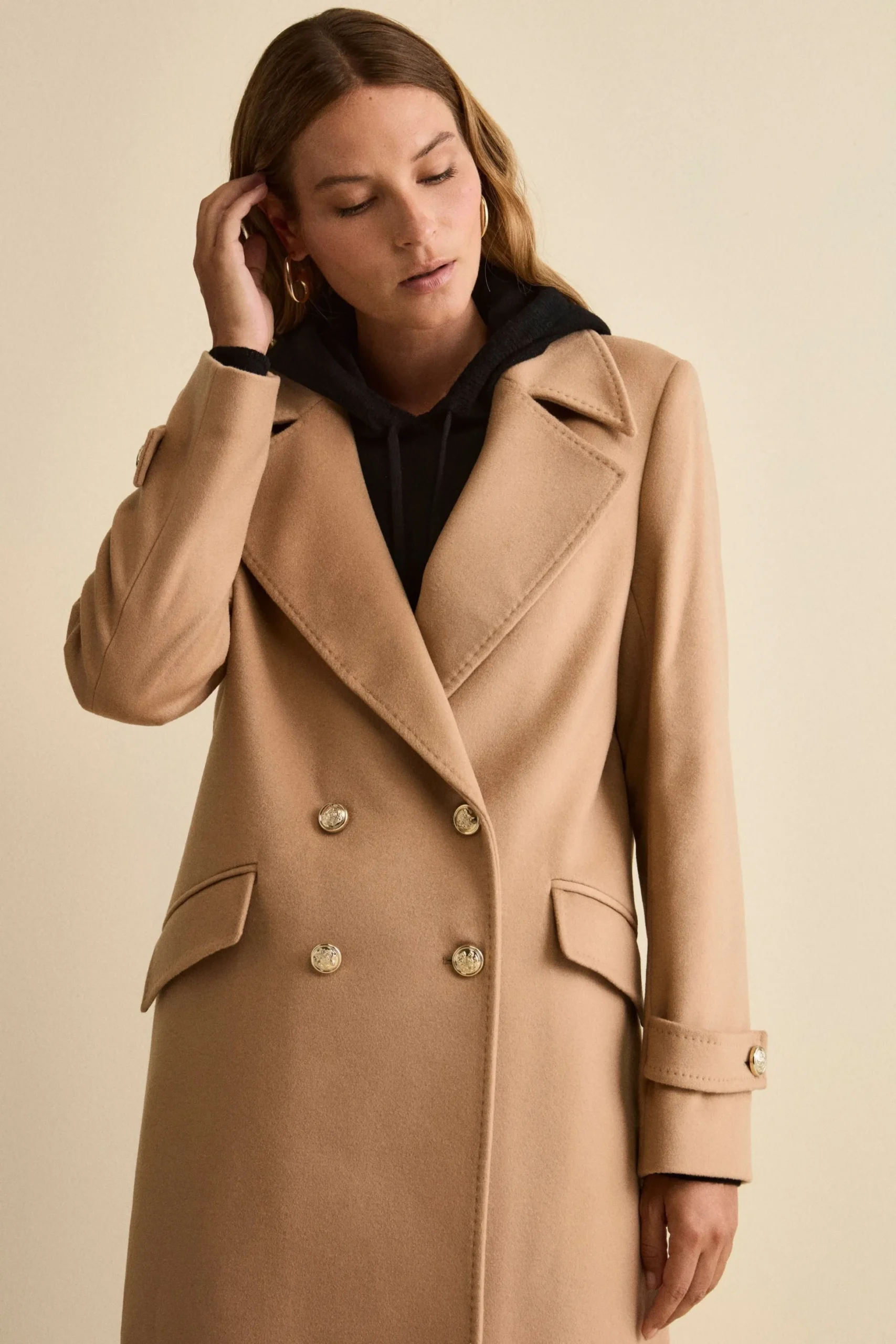 Cappotto Lungo Doppiopetto in Misto Lana e Cahsmere - CAMMELLO