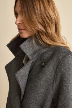 Cappotto Lungo Doppiopetto Sfoderato in Misto Lana - GRIGIO