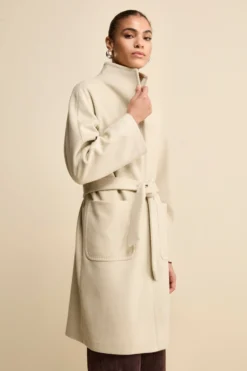 Cappotto Lungo Foderato con Cintura - BEIGE